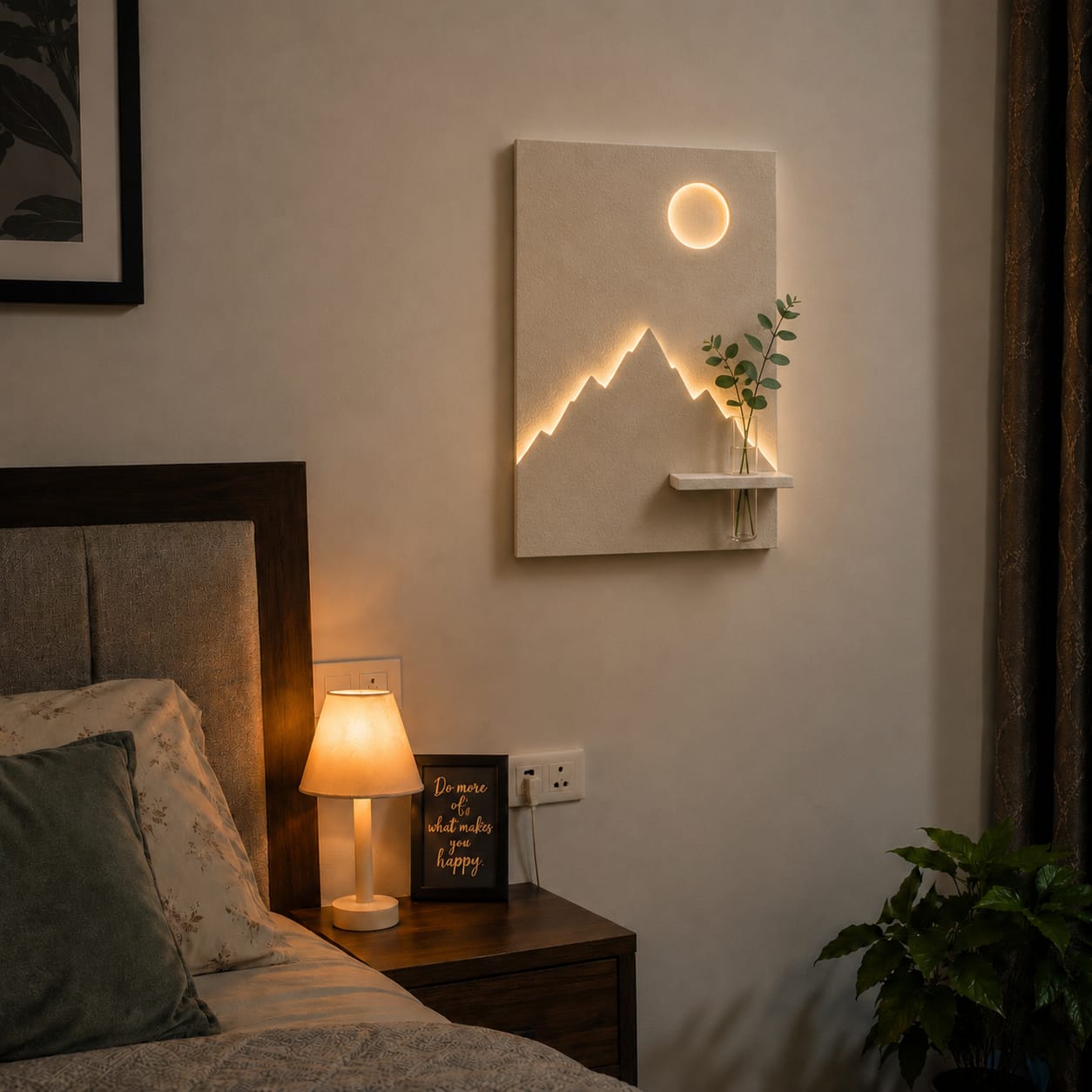 LED Mountain Wall Decor with Vase Shelf | Modern Minimalist Wall Art