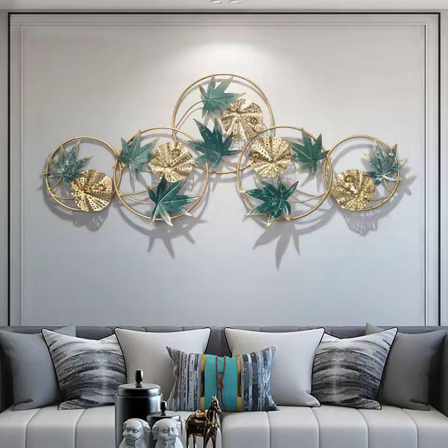 Modern Metal Leaf Circle Wall Decor
