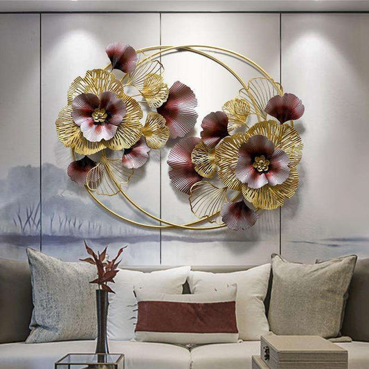 Luxury Golden Floral Metal Wall Art Decor