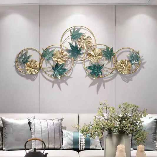 Modern Metal Leaf Circle Wall Decor