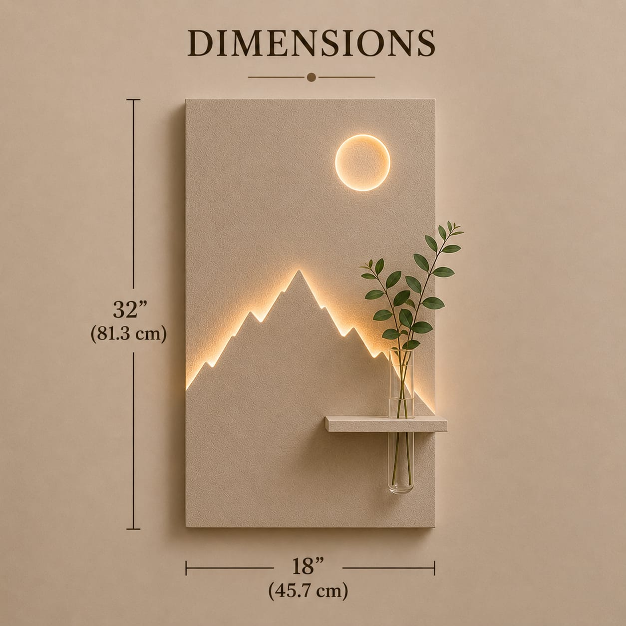 LED Mountain Wall Decor with Vase Shelf | Modern Minimalist Wall Art