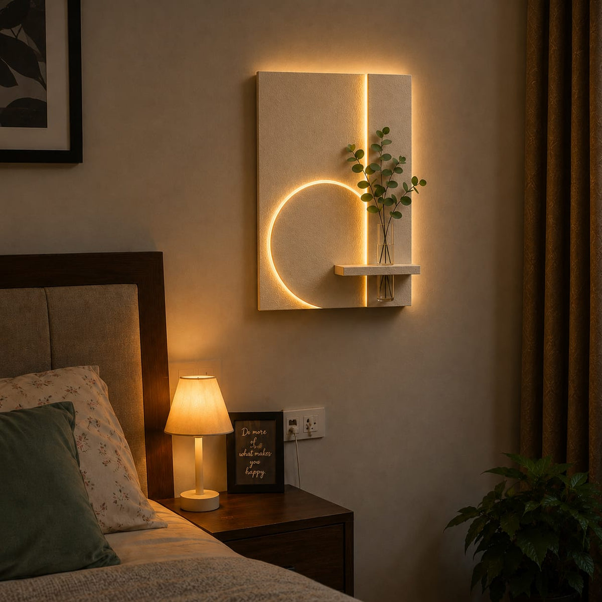 Modern LED Circle Wall Decor with Vase Shelf | Contemporary Minimalist Wall Art