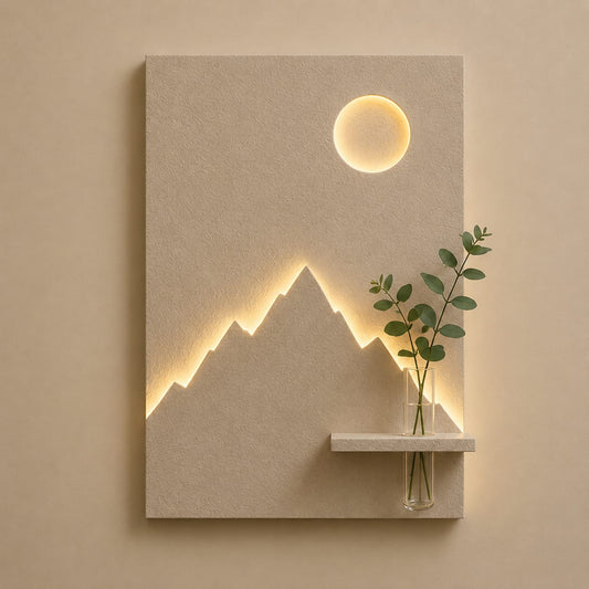 LED Mountain Wall Decor with Vase Shelf | Modern Minimalist Wall Art