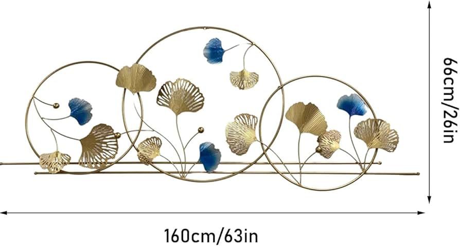Modern Ginkgo Leaf Metal Wall Art – Gold & Blue