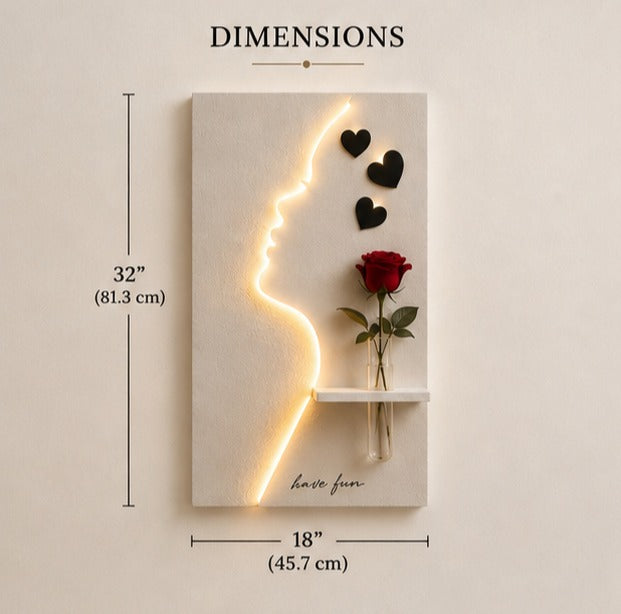 Modern LED Face Wall Art with Vase