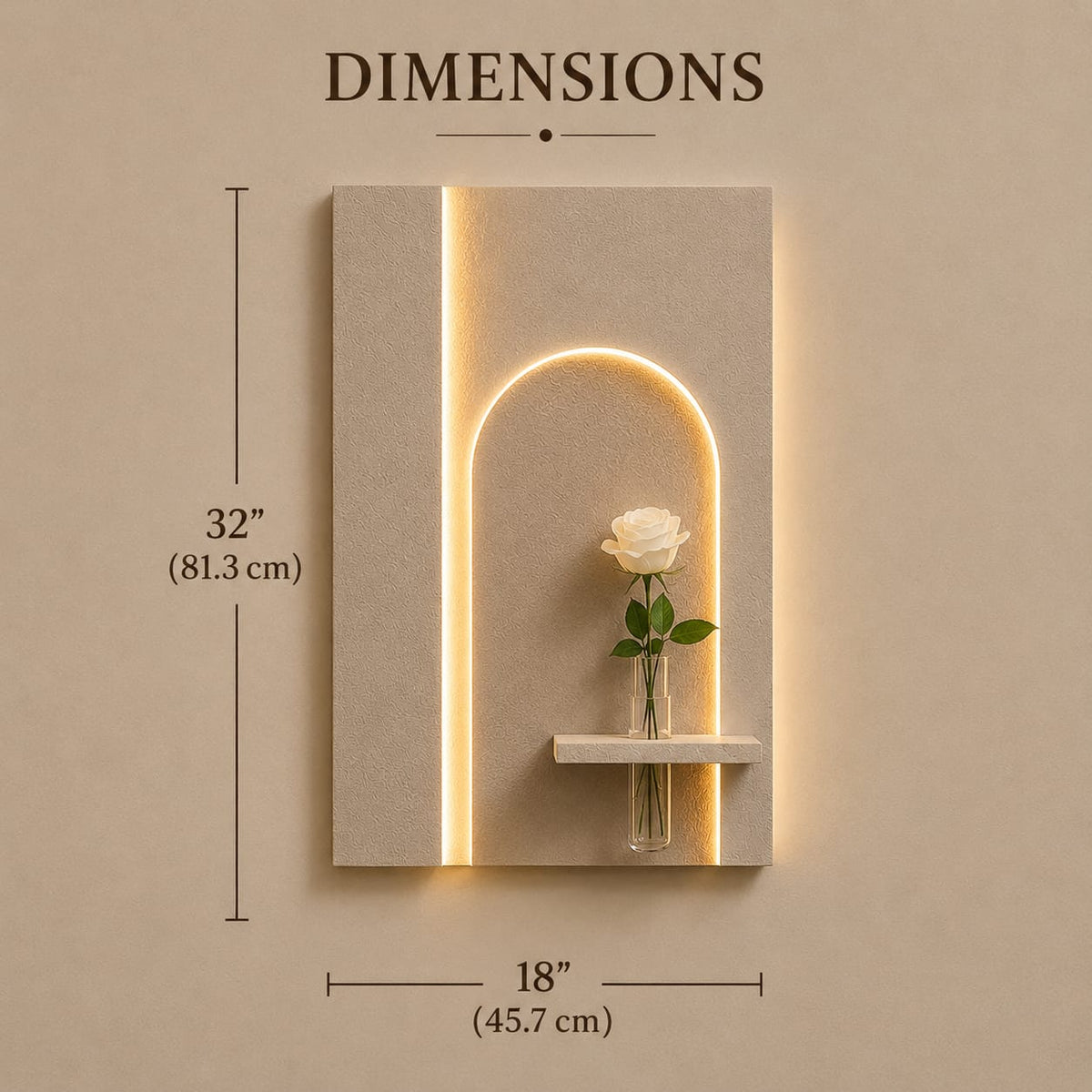 Modern LED Arch Wall Decor with Vase Shelf | Minimalist Wall Art
