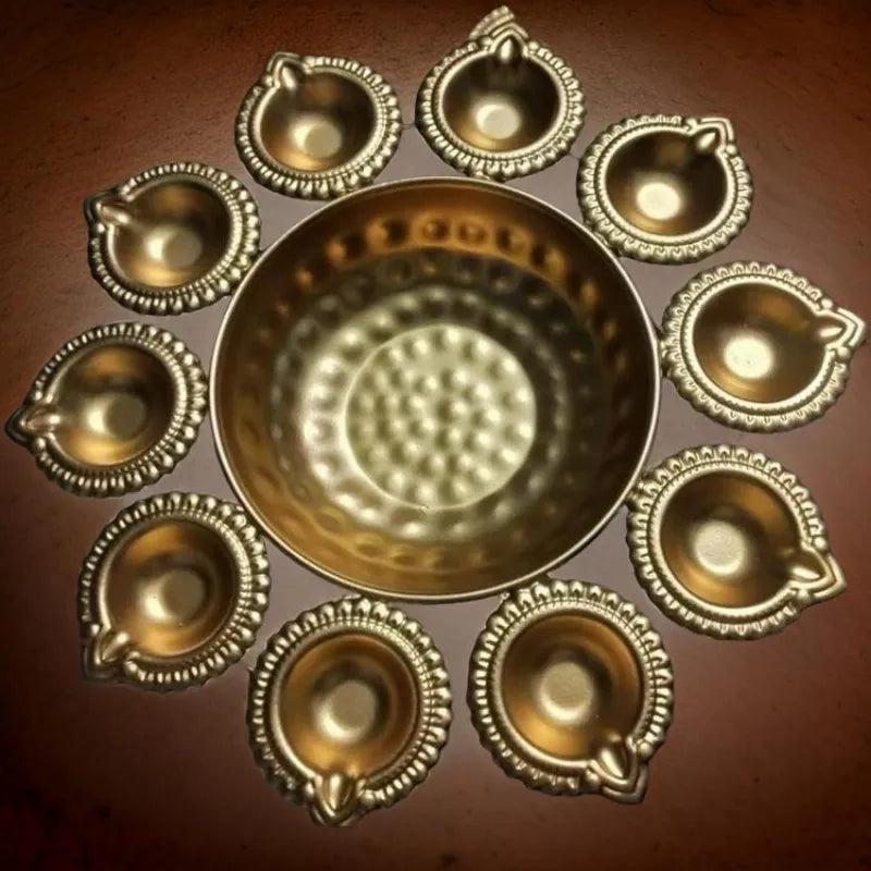 Decorative Metal Urli Diya Set (Set of 3)