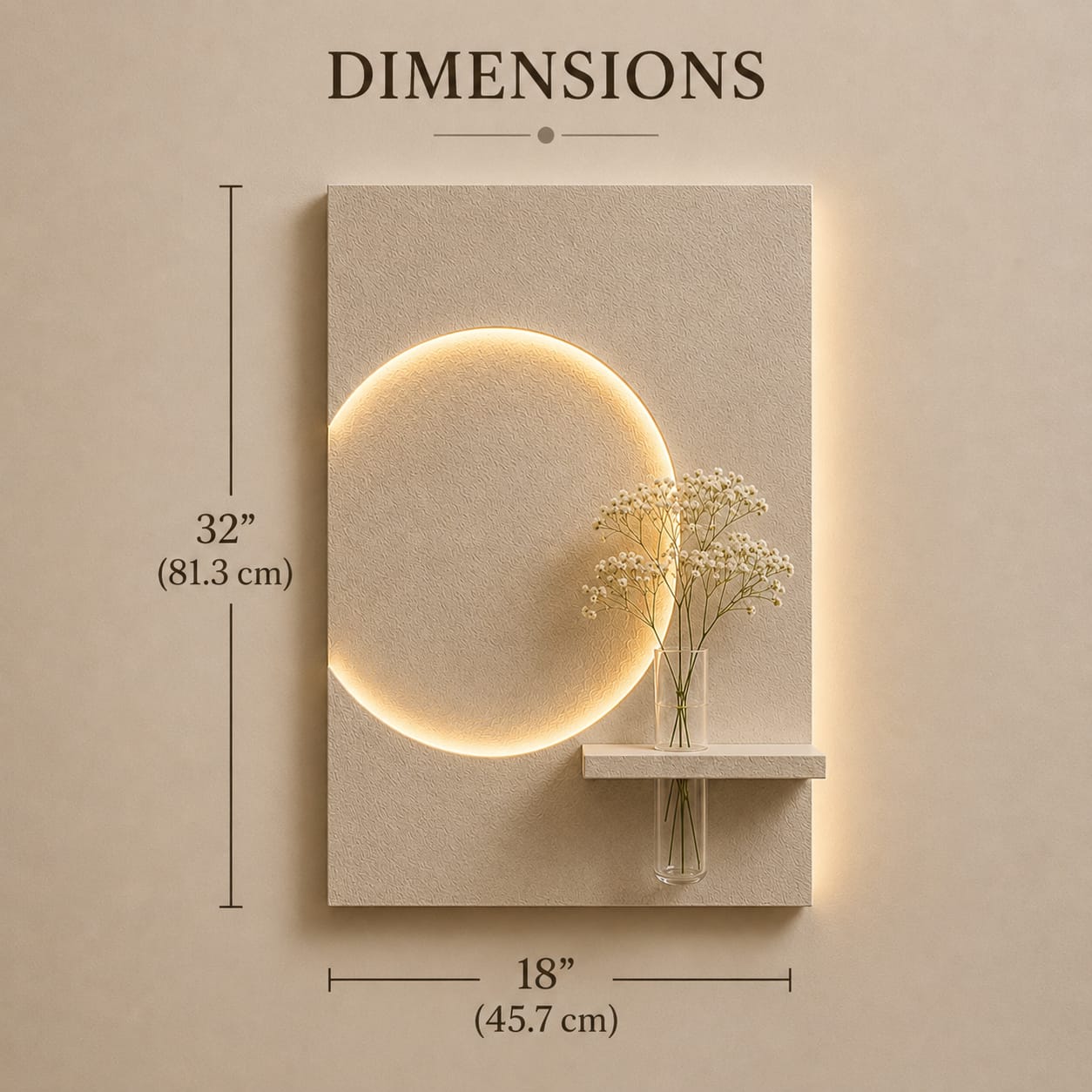Modern LED Circle Wall Decor with Vase Shelf | Minimalist Wall Art