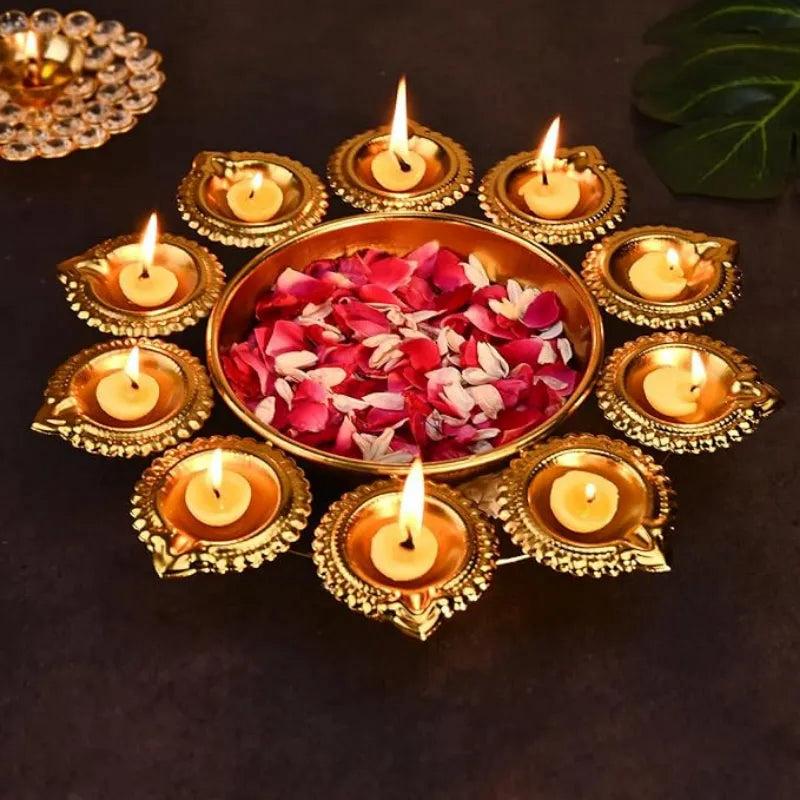 Decorative Metal Urli Diya Set (Set of 3)