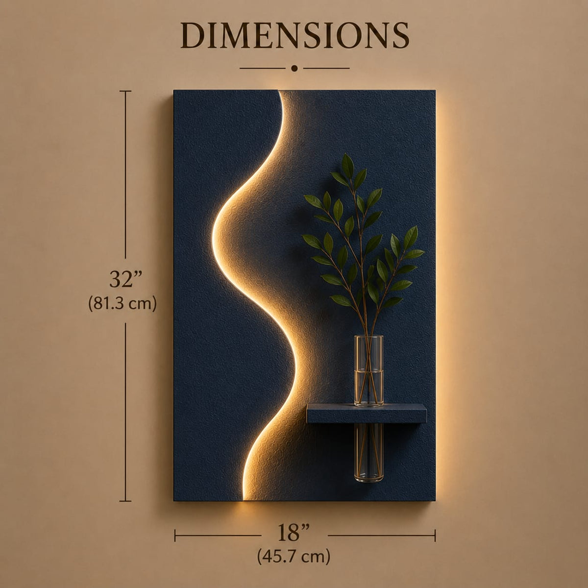 Modern Wave LED Wall Decor with Vase Shelf | Minimalist Wall Art