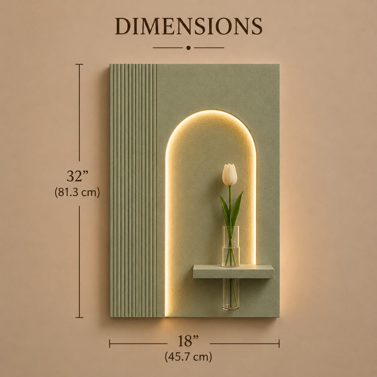 Modern LED Arch Wall Decor with Vase Shelf | Contemporary Minimalist Wall Art