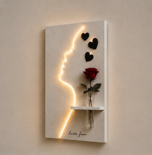 Modern LED Face Wall Art with Vase