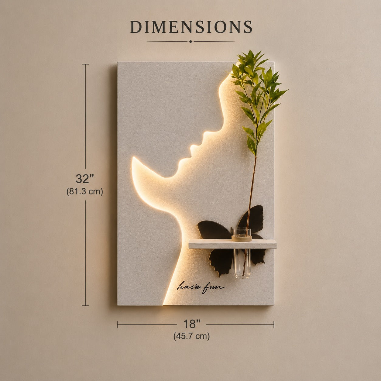 Modern LED Face Wall Art with Vase