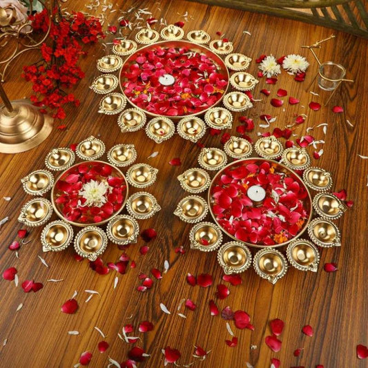 Decorative Metal Urli Diya Set (Set of 3)