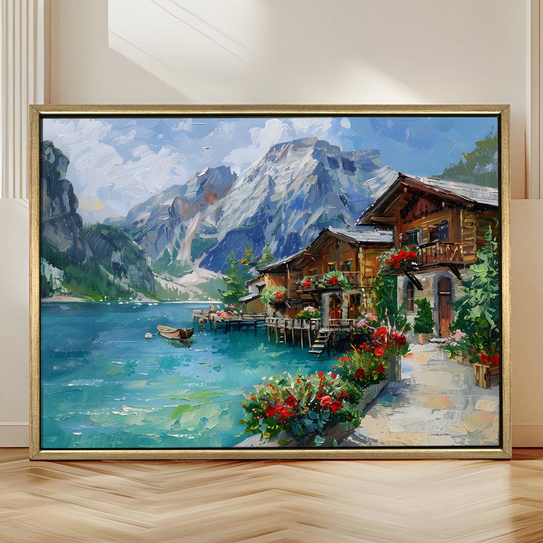 European Cityscape Wall Art, HD Canvas Print, Golden Floater Framed, Ready to Hang, (36 In x 48 In)