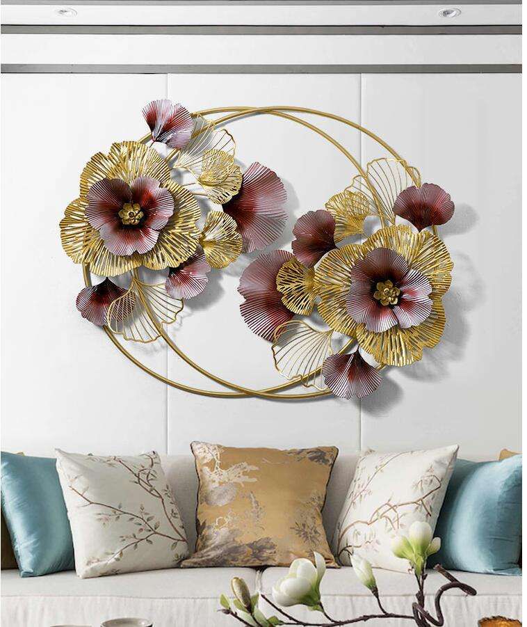 Luxury Golden Floral Metal Wall Art Decor