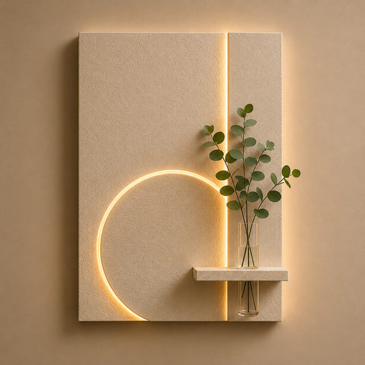 Modern LED Circle Wall Decor with Vase Shelf | Contemporary Minimalist Wall Art