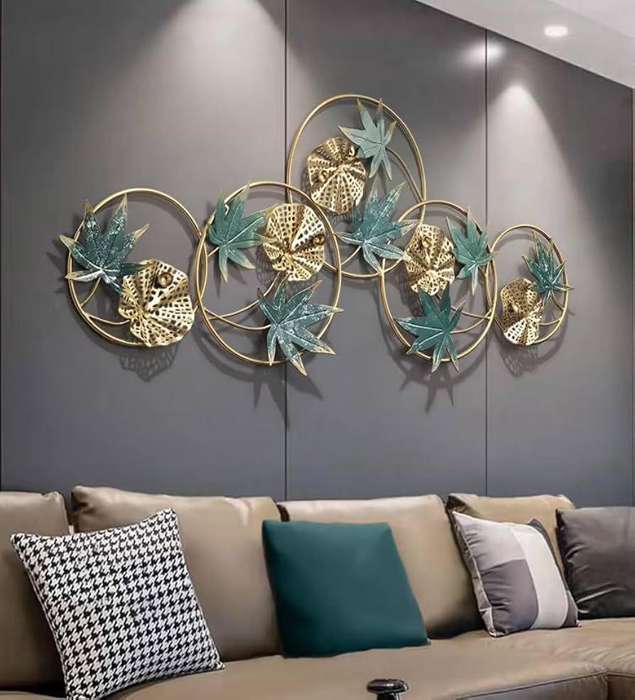Modern Metal Leaf Circle Wall Decor