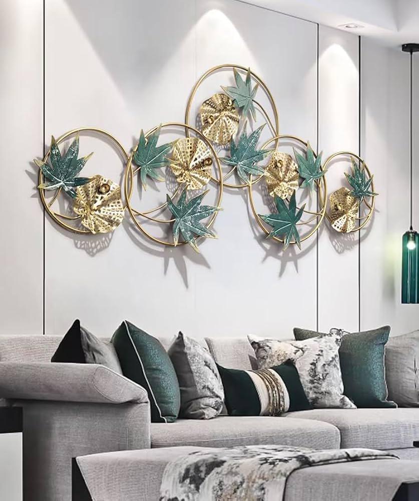 Modern Metal Leaf Circle Wall Decor