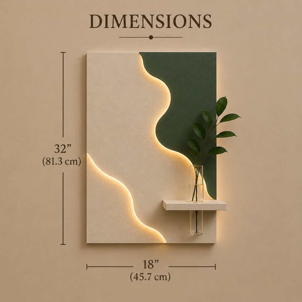 Modern Abstract LED Wall Decor with Vase Shelf | Contemporary Minimalist Wall Art