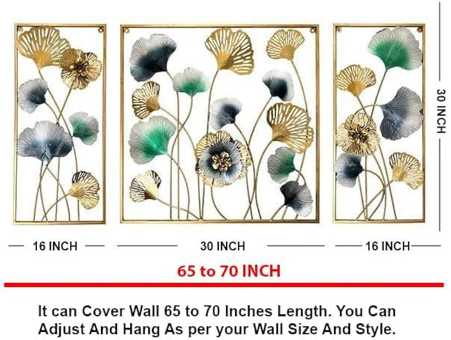 3 Piece Metal Ginkgo Leaf Wall Art | Modern Iron Wall Decor