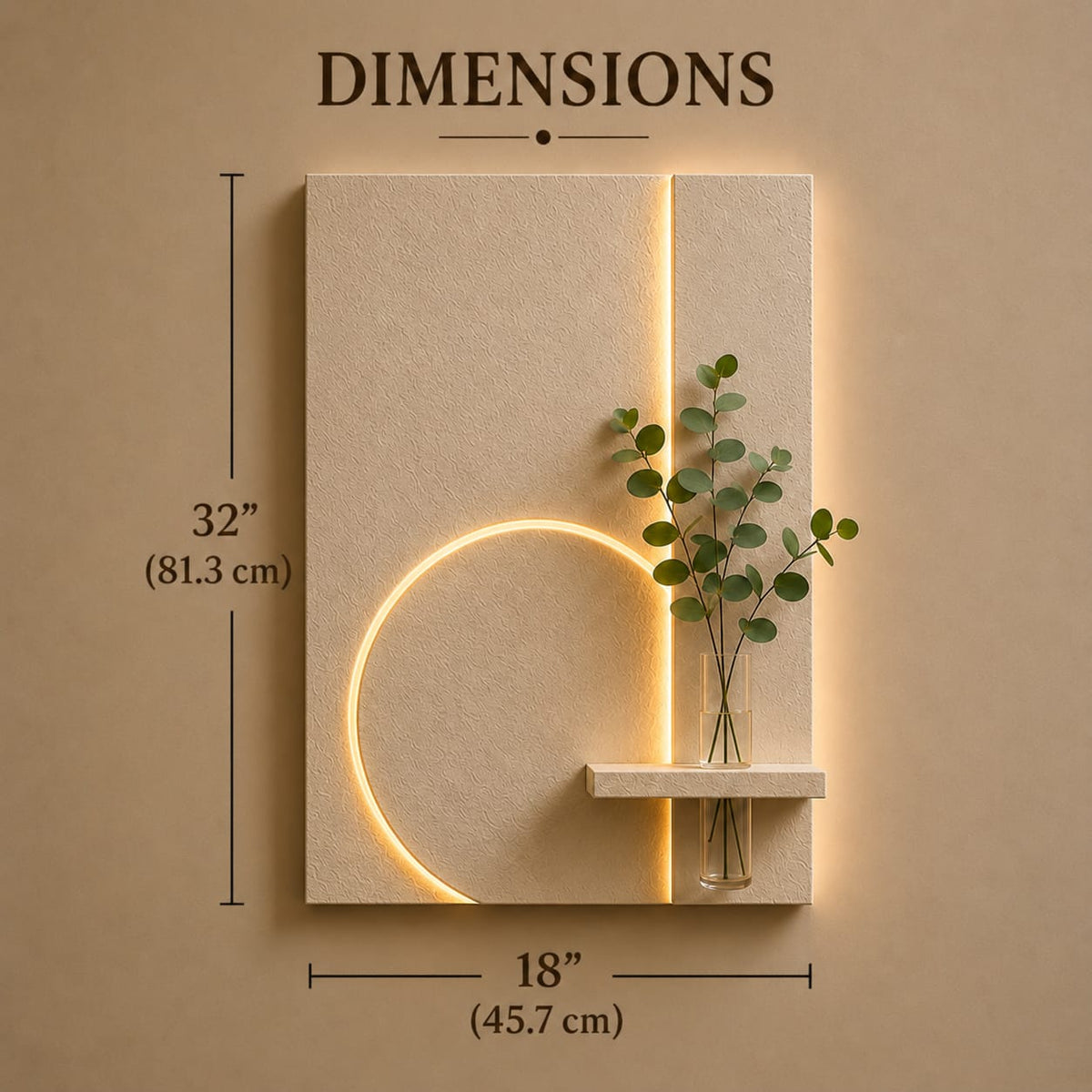 Modern LED Circle Wall Decor with Vase Shelf | Contemporary Minimalist Wall Art